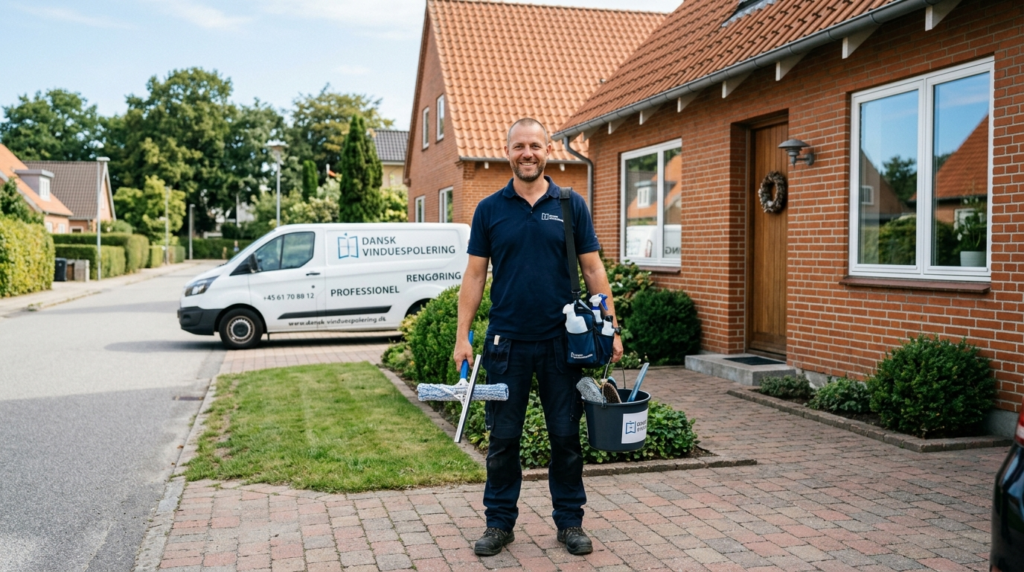 Local professional window cleaner in uniform standing confid