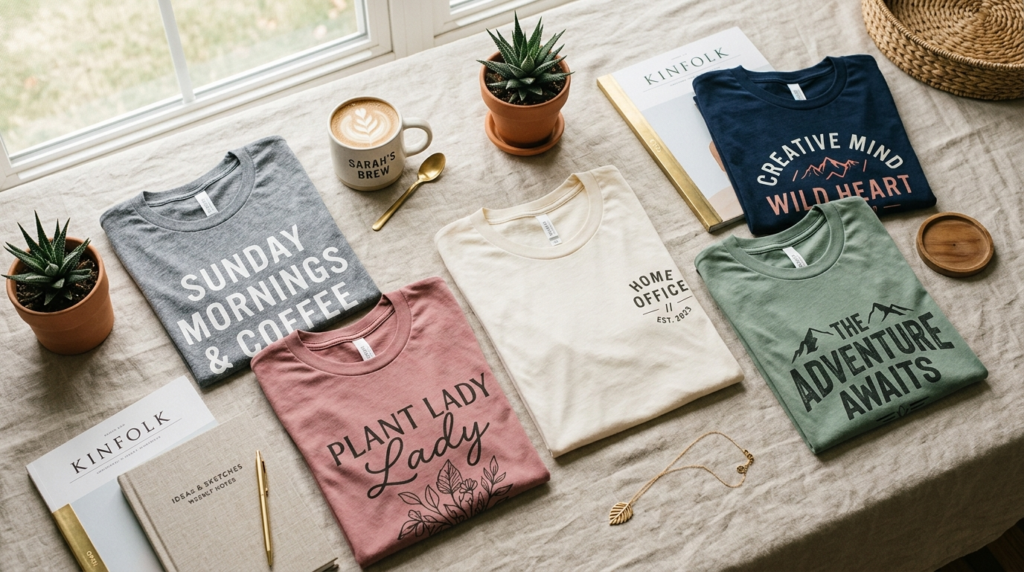 Flat-lay composition of a styled home lifestyle scene featur
