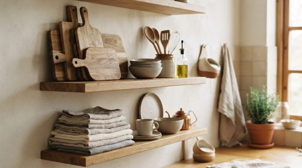 Close-up lifestyle photography of organized open kitchen she