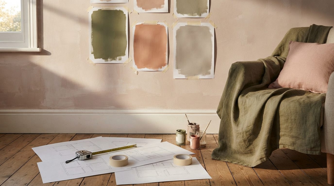 Illustration til guiden: Farvepalette til hjemmet: Sådan tester du farver i dit eget lys, før du maler